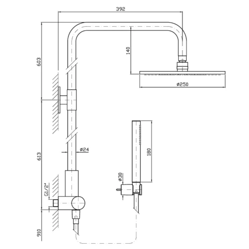 Zucchetti Pan S Shower column complete with external thermostatic mixer ZD1777