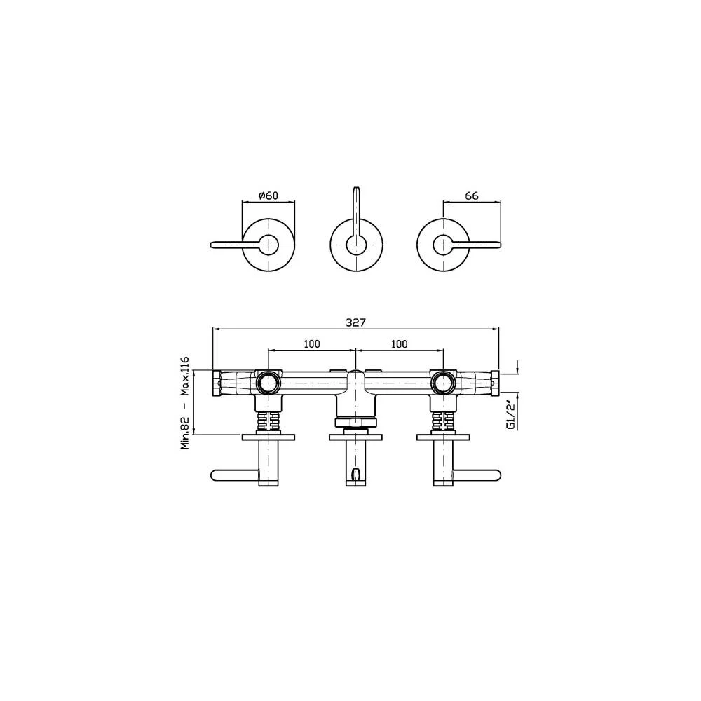 Zucchetti Isy22 3-hole bath-shower mixer ZIS3695