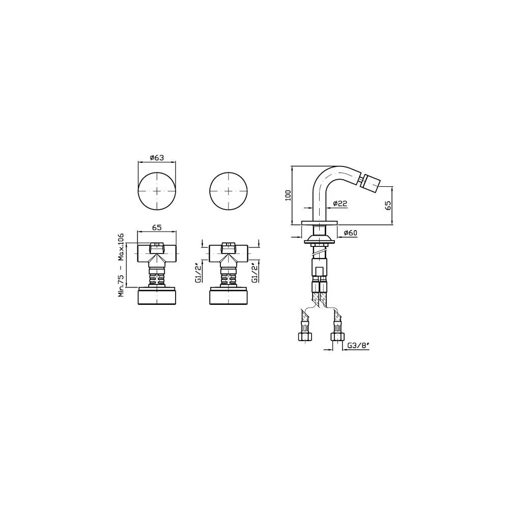 Zucchetti Isy22 Bidet Mixer with Deck-Mounted Spout ZIS4751.P91