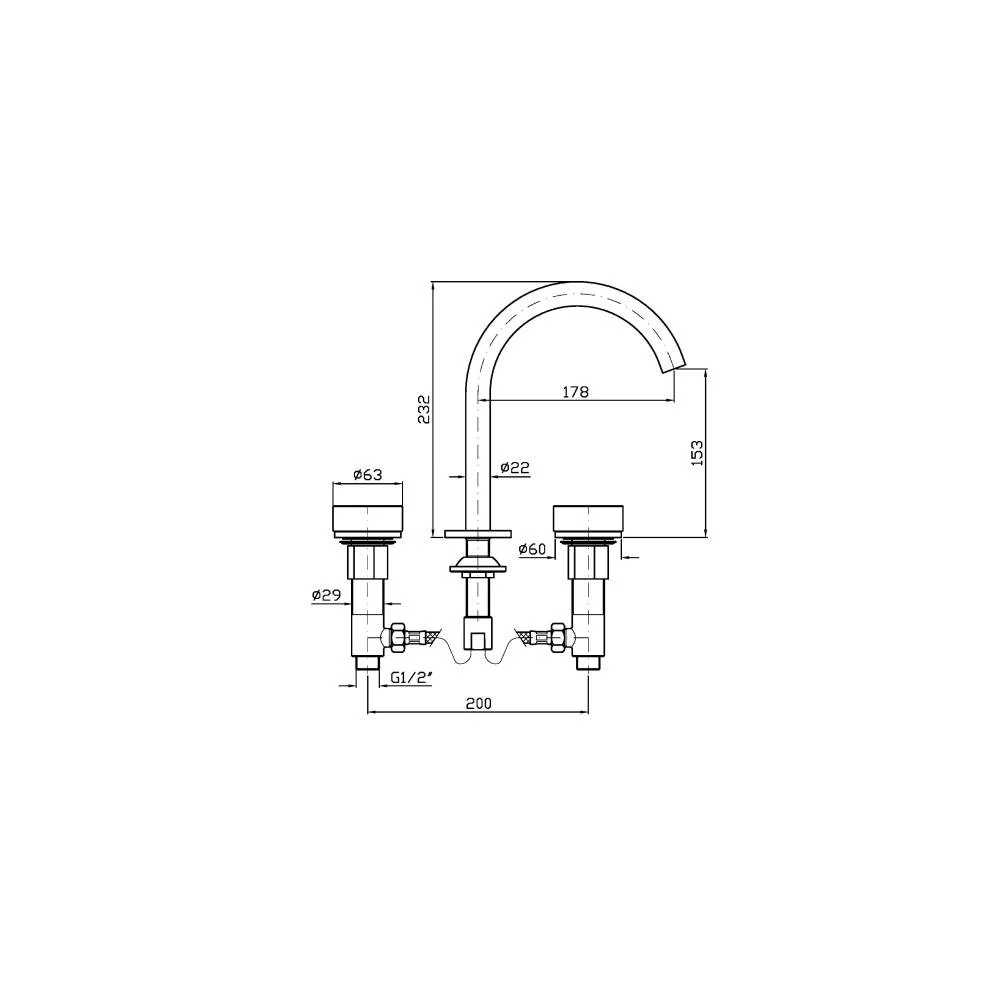 Zucchetti Isy22 3-hole basin mixer ZIS5340.N6