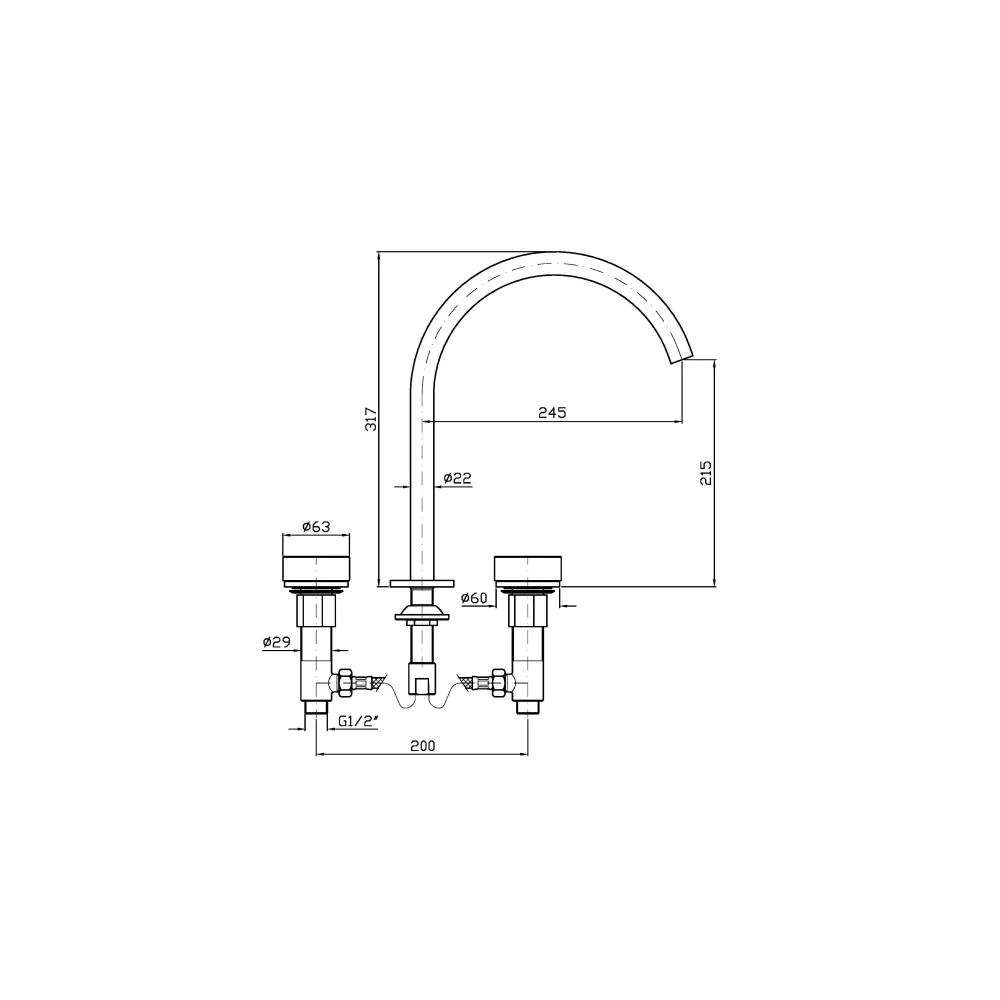 Zucchetti Isy22 3-hole basin mixer ZIS5341.N6