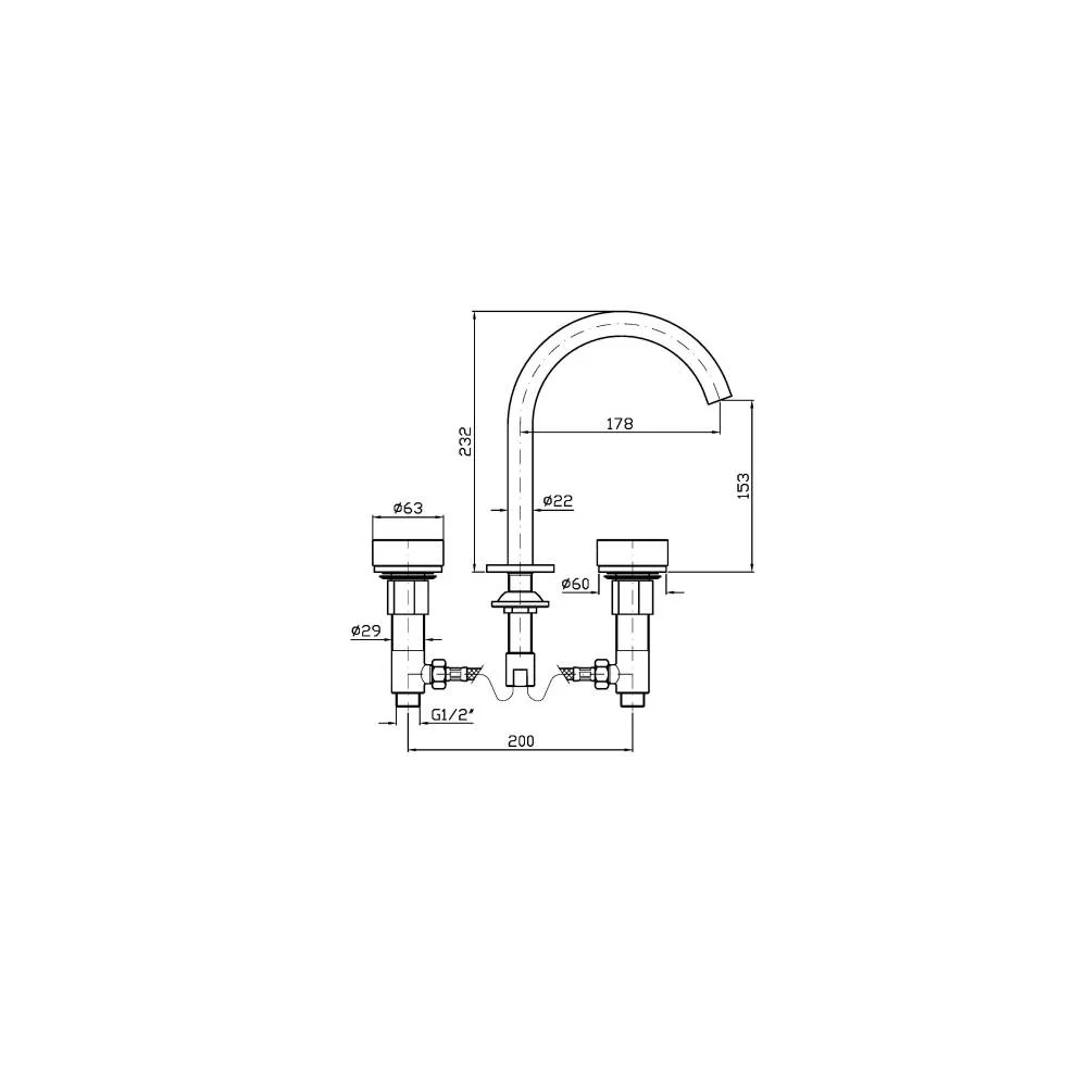Zucchetti Isy22 3-hole basin mixer ZIS6340.C50