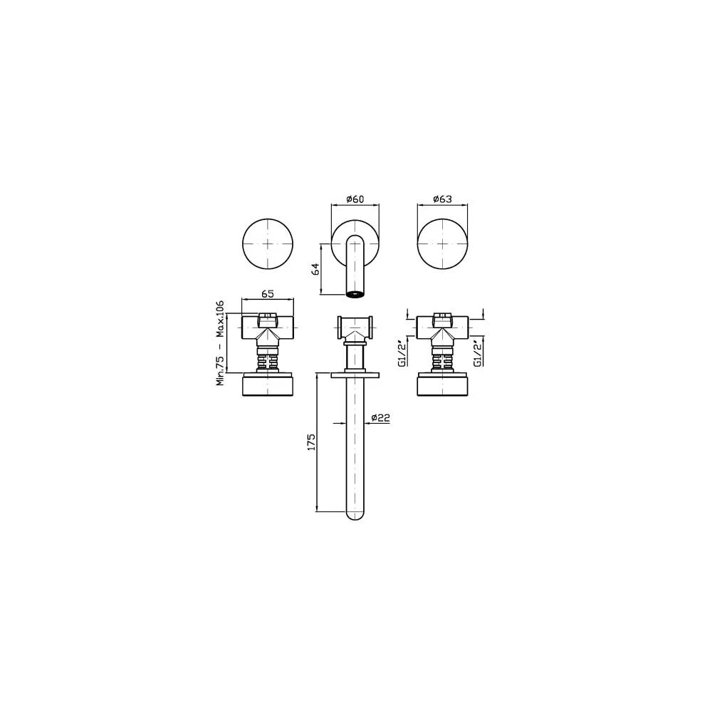 Zucchetti Isy22 3-hole basin mixer ZIS6640.C50