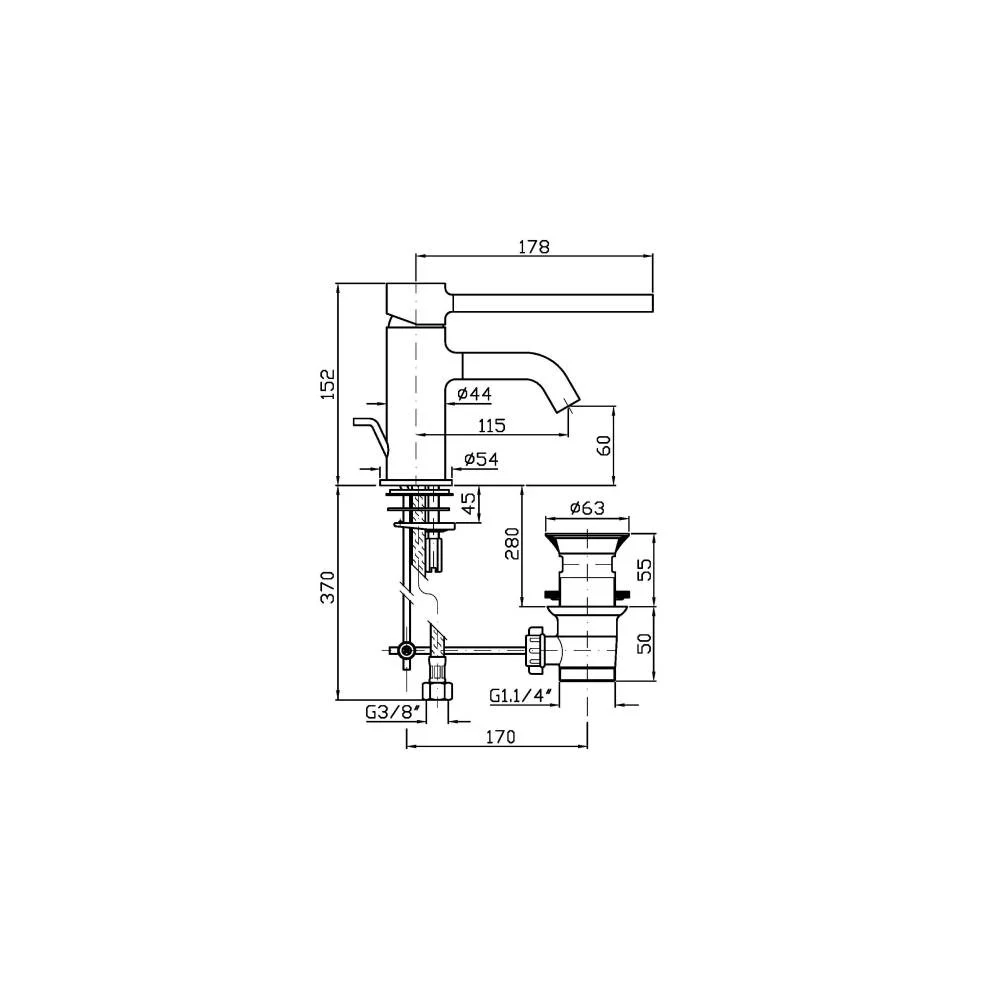 Zucchetti Pan Single-lever mixer with clinical lever ZP6211.H