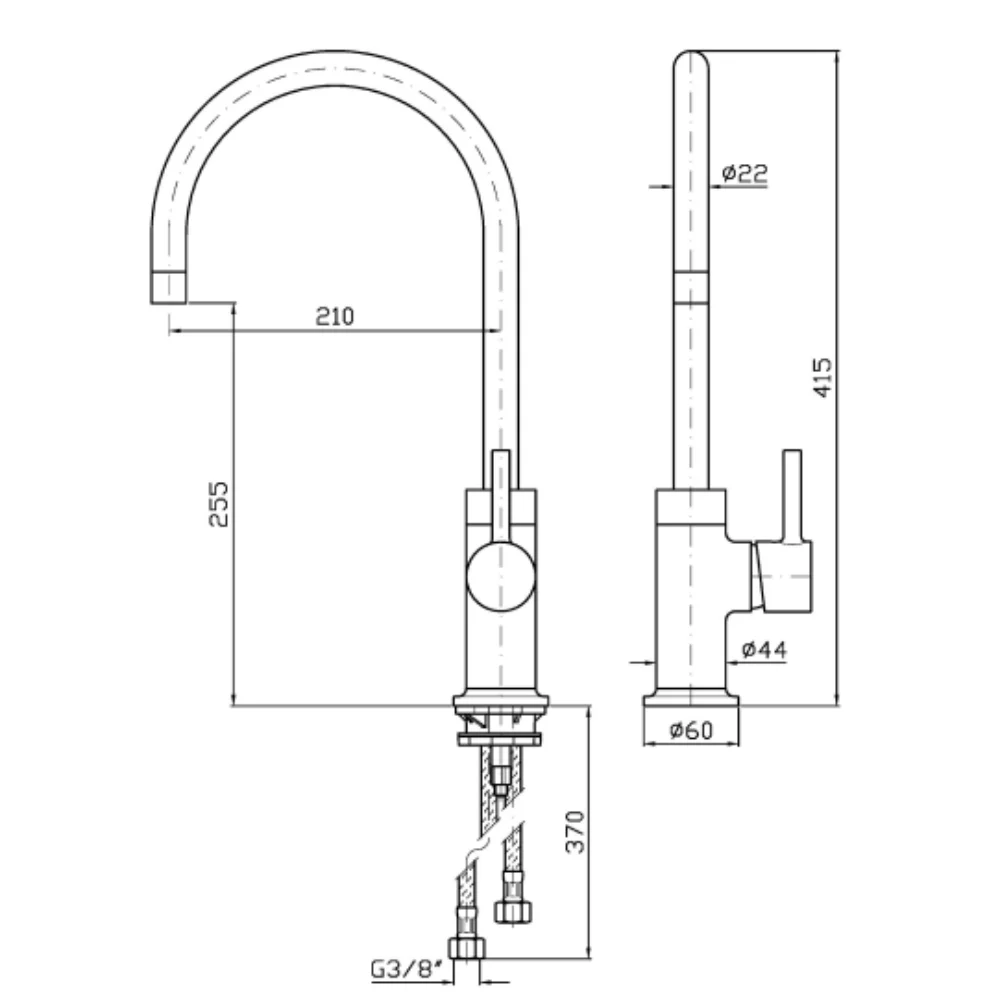 Zucchetti Pan S Single-lever sink mixer with swivel spout ZPA358