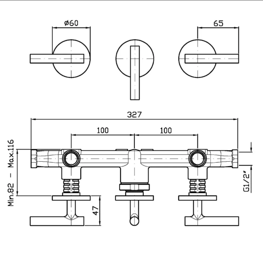 Zucchetti Pan S Three-hole bath-shower mixer ZPA5695