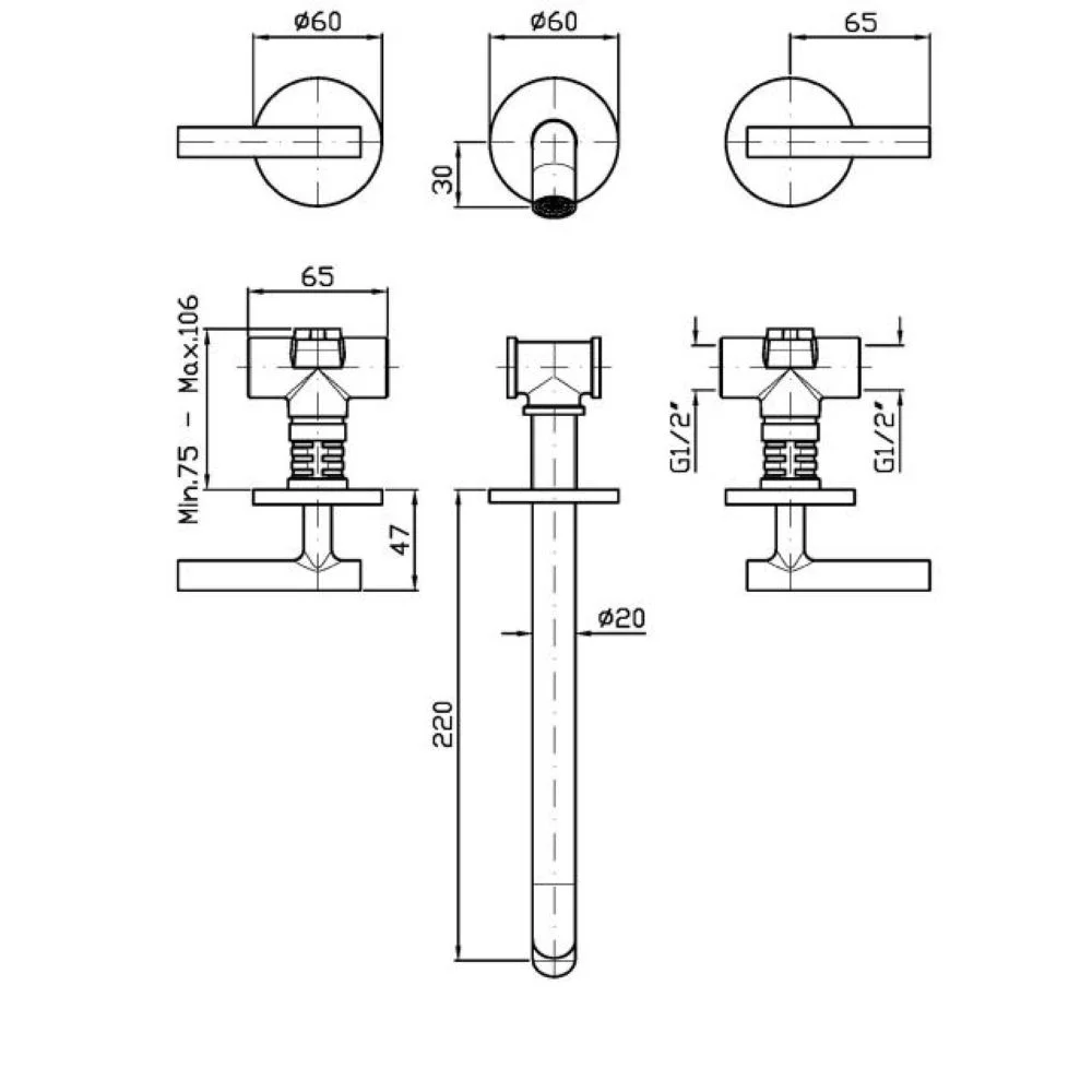 Zucchetti Pan S 3-hole basin mixer ZPA5772