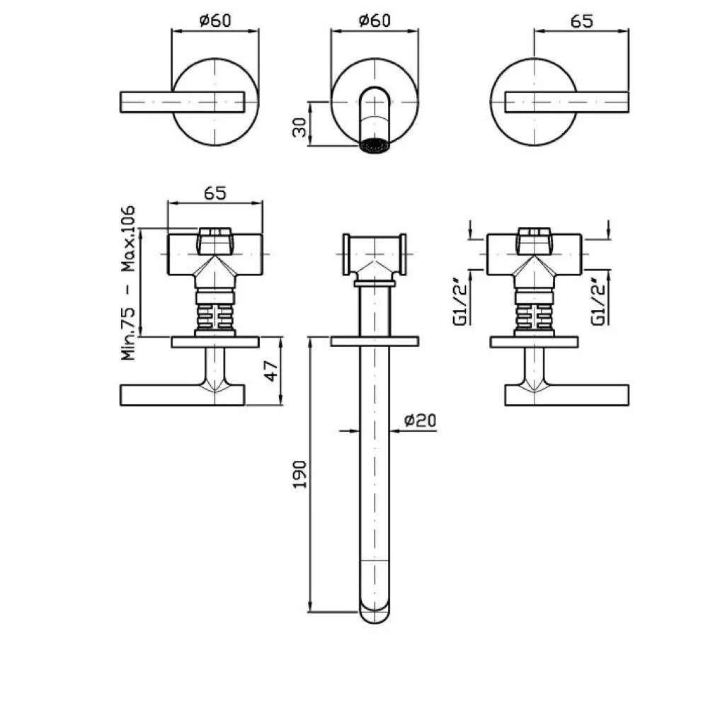 Zucchetti Pan S 3-hole basin mixer ZPA5773