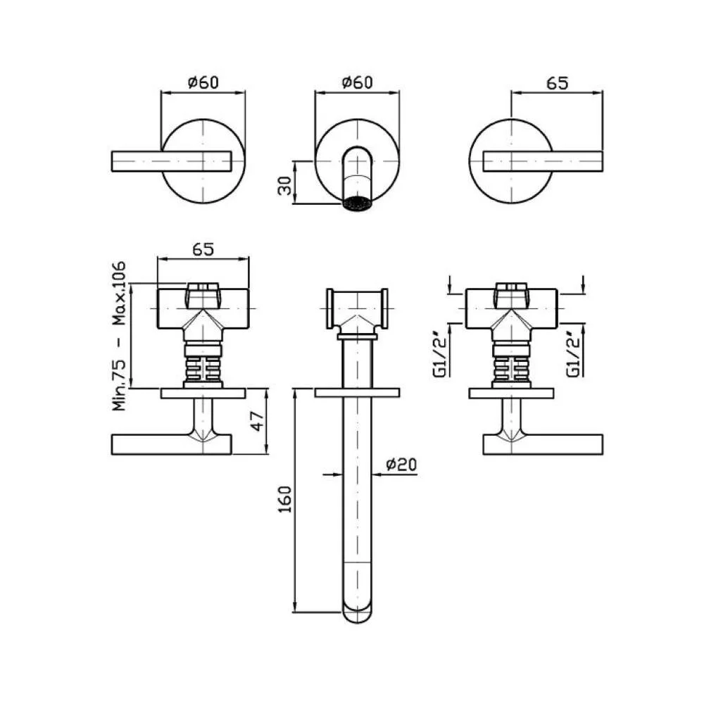 Zucchetti Pan S 3-hole basin mixer ZPA5774