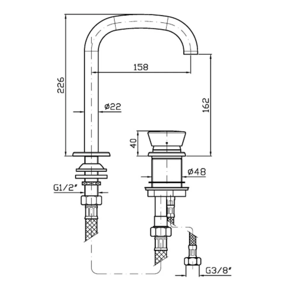 Zucchetti Sablier 2-Hole Single-Lever Basin Mixer ZSL419.X